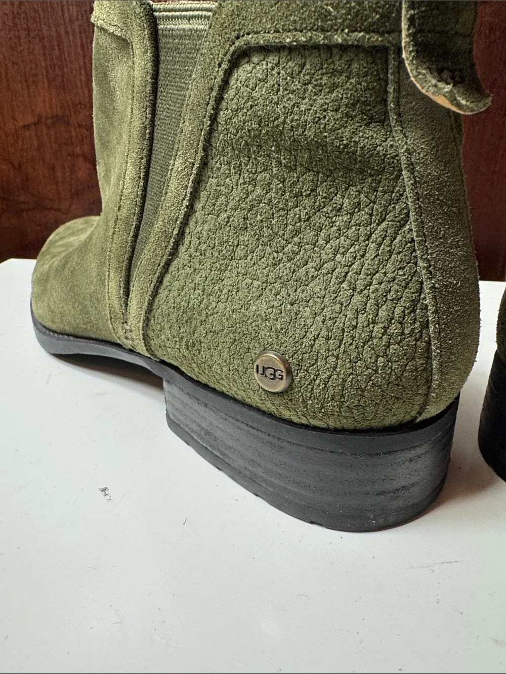 UGG Olive Green Suede Ankle Boots